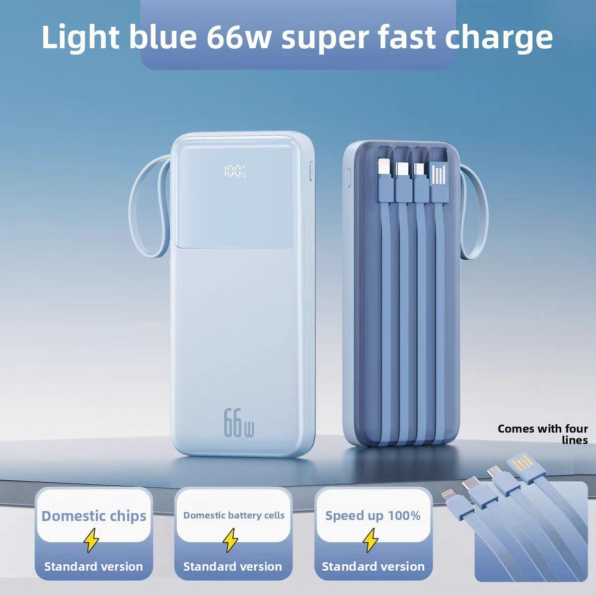 Portable Power Bank with Built-in Cable