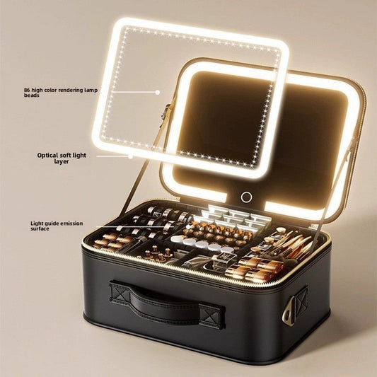 Cosmetic Bag with LED Light and Wheels