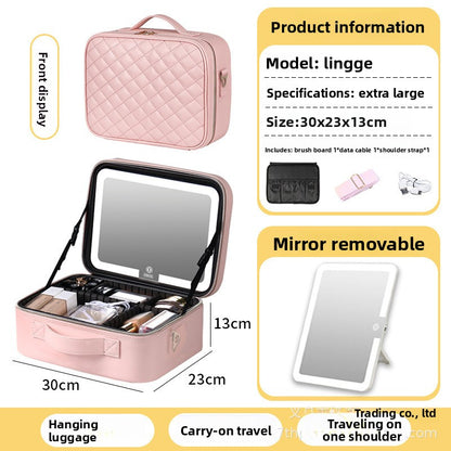 Cosmetic Bag with LED Light and Wheels